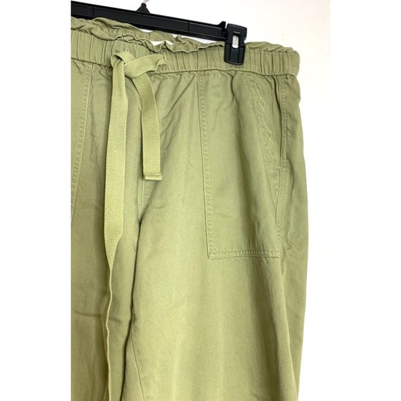 Frye Womens Size 28 Anthropologie Army Green Paper Bag Waist Capri Pants Pull On - Picture 2 of 4
